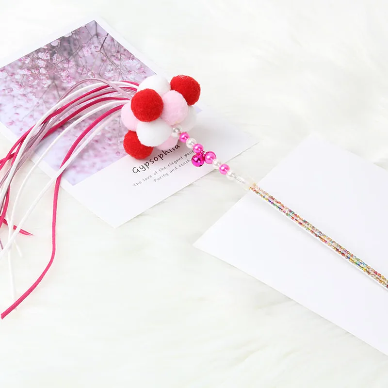 Игрушки для домашних животных, новинка, забавная палочка для кошек ручной работы, волшебная забавная палочка для кошек, кисточка, перо, колокольчик, игрушка для кошек, плюшевый шар, забавная палочка для кошек