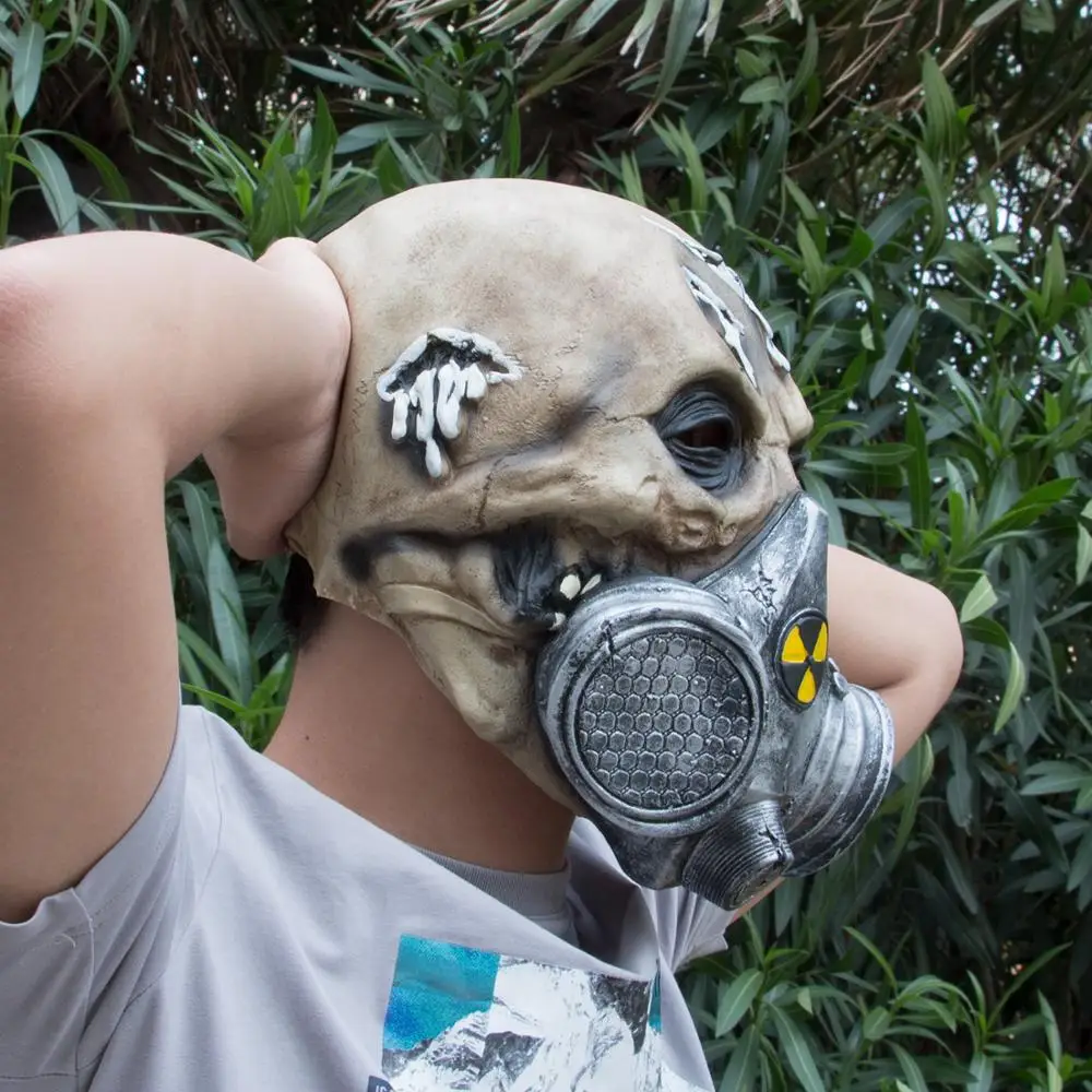 Хэллоуин тело зомби противогаз страшные маски Жуткий латекс взрослых дышащая