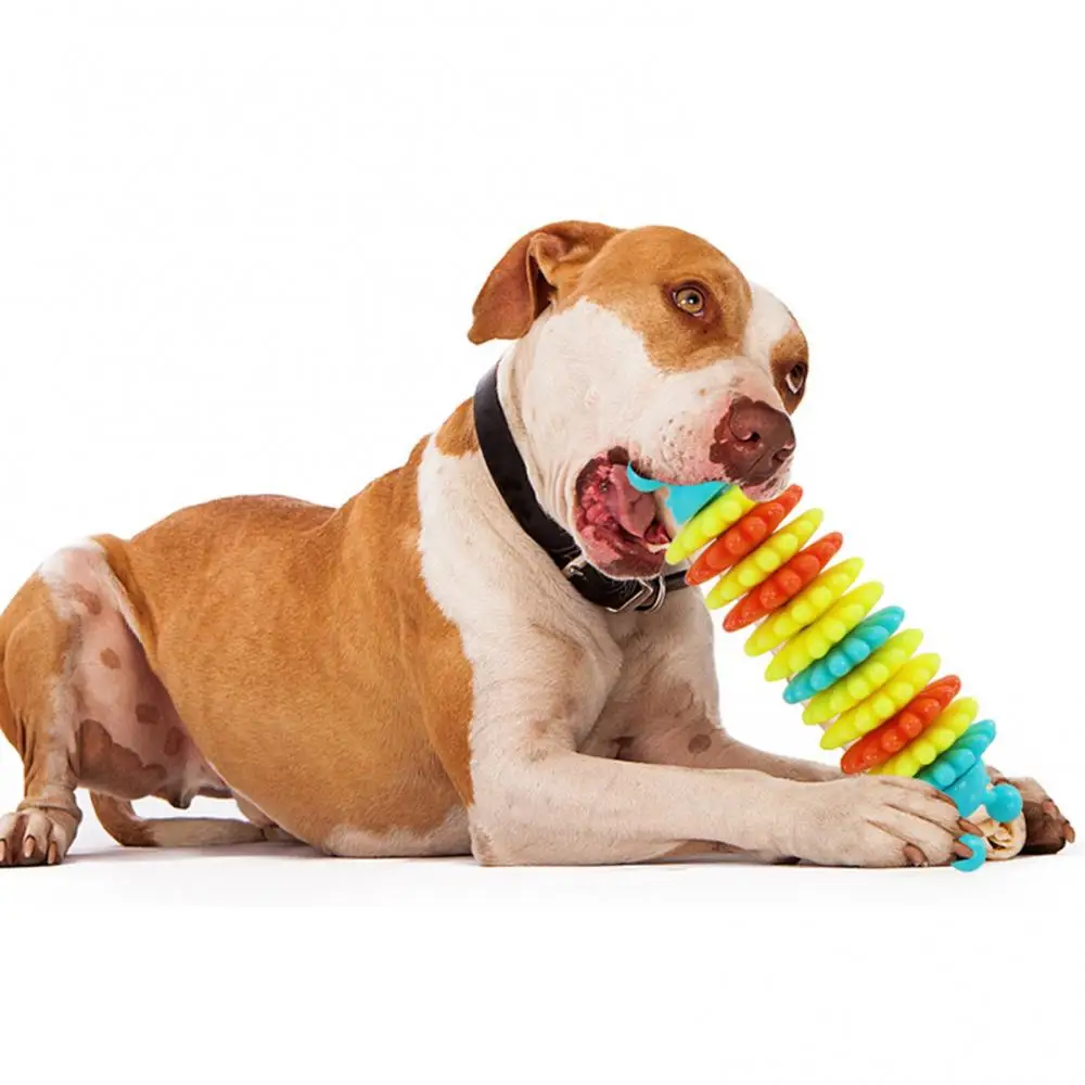 Blue Entertainment Toys Caterpillar Shape Bite Resistant Molar Grind Stick Food Leakage Dog Teeth Cleaner For Small Animals |