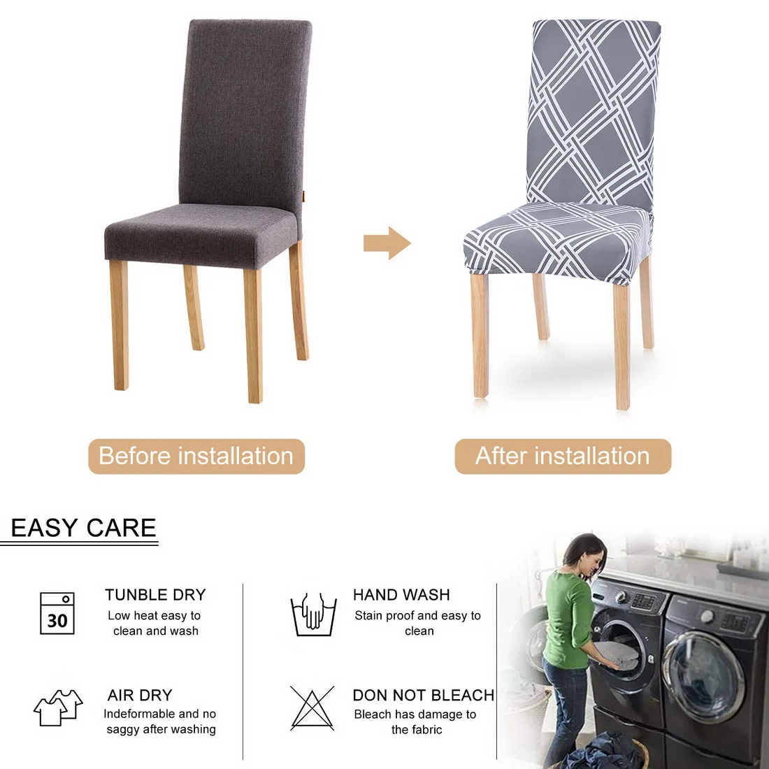 Стрейч Чехлы для обеденного стула жаккардовые съемный эластичные чехлы из