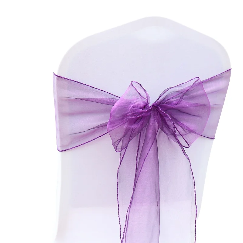 Purple Лучшие продажи органзы стул пояса 100 шт./компл. свадебное платье из органзы стул, с закрытой пяткой, с бантом, рисунки в виде для банкета, праздника День рождения украшения - Цвет: Purple