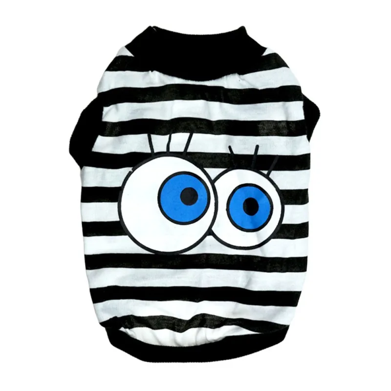 

Cat Cotume Big Eye with Stripe Clothe Cute Puppy Cat Kitten T-hirt Summer Shirt Apparel for Spring Summer