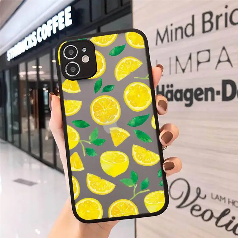 

lemon Phone Cases matte transparent For iphone 7 8 11 12 plus mini x xs xr pro max cover