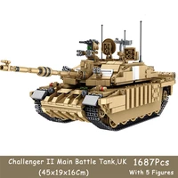 1687pcs uk challenger ii main battle tank with 5 color printing soldier figures military collection building block gift toy