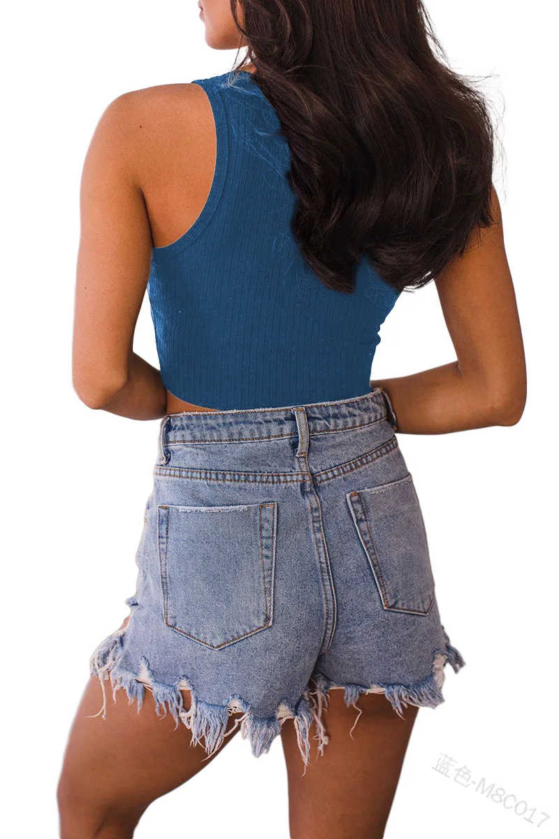 

WEPBEL Women Sexy Skinny Shirt Vest Top Ladies Elegant Sleeveless Square Collar Single Breasted Short Bottoming T-shirt