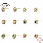 Автоклав 925 Стерлинговое Серебро геометрической формы простой разноцветный Цирконий Серьги со шпилькой, для женщин, пирсинг серьга серьги ювелирные изделия Pendientes