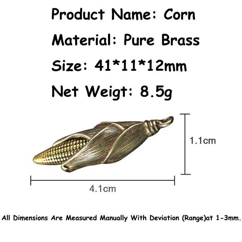 Винтажный медный изысканный брелок Кукуруза подвески в ретро стиле латунное