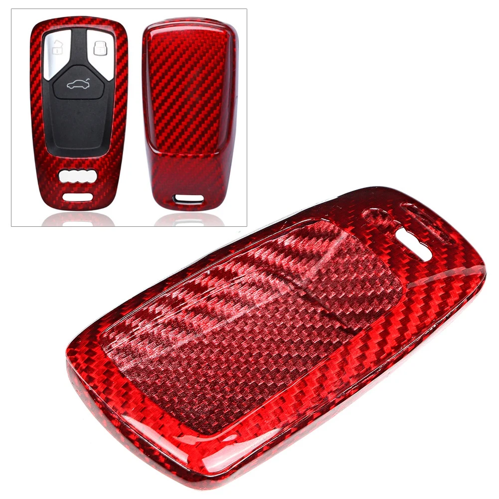 

Carbon Fiber Key Case Shell Cover Cap Protector Fit for Audi A4L A4 A5 TT 2017(Red)
