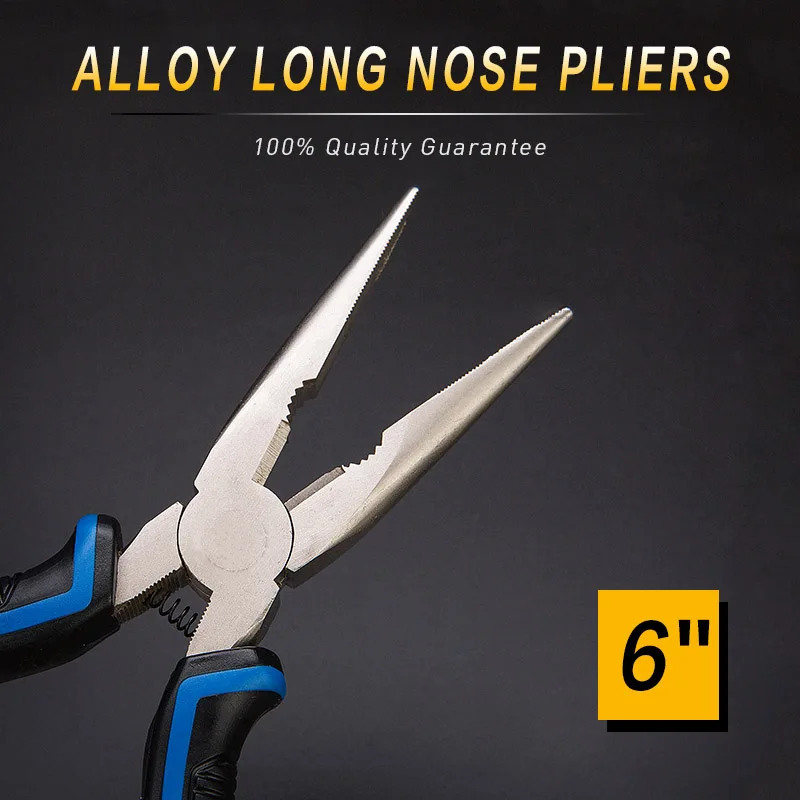 Long nose 6 inch DTBD " 8" профессиональные инструменты, многофункциональные плоскогубцы, набор для зачистки, щипцы, резак, игла, щипцы для носа, ювелирные изделия, диагональные инструменты - Цвет: Long nose 6 inch