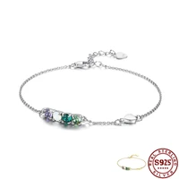 zemior 925 sterling silver adjustable link bracelets for women dazzle colour square austria crystal bracelet party jewelry
