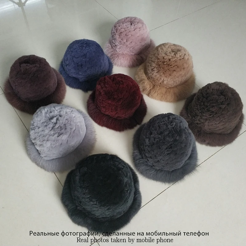 

Women's Real fur Hat Rabbit fur and fox fur Protection Ear Fluffy beanies fashion Knitted cap warm winter fur hats for women Ski