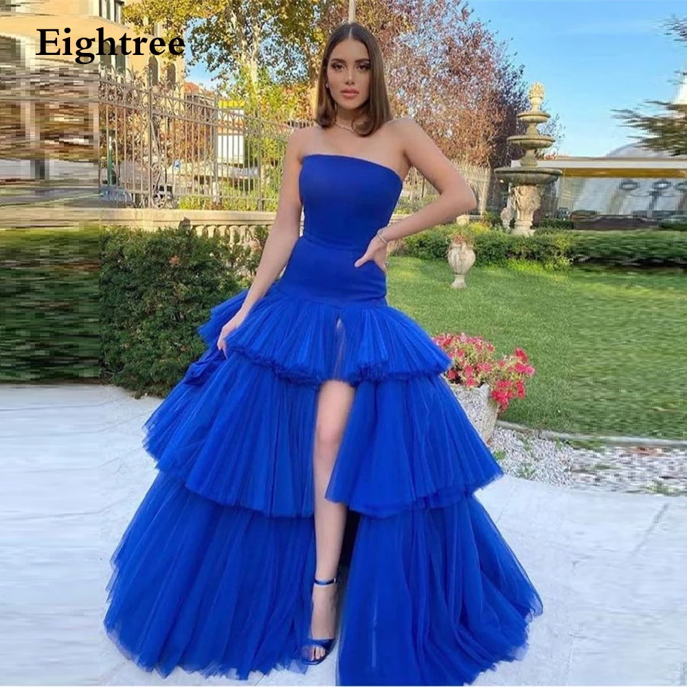 

Темно-синие вечерние платья а-силуэта, без рукавов