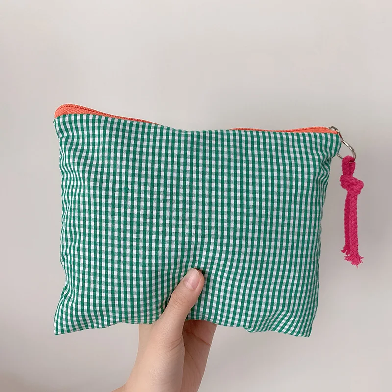 

Women Plaid Makeup Bag Fashion Cotton Zipper Pouch Multipurpose for Women Travel Bath Cosmetic Bags Organizer Toiletry Wash Bag