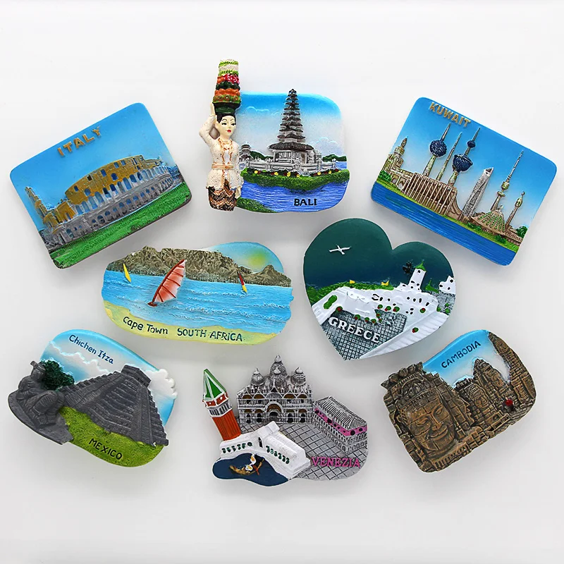 

Venice Bali Italy Mexico Cambodia souvenirs Kuwait Greece 3d fridge magnets refrigerator magnets home decoration collection gift