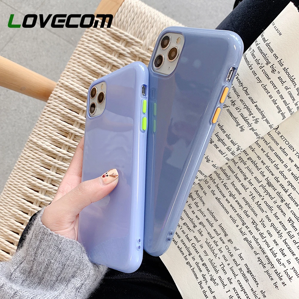 Чехол LOVECOM для телефона iPhone 11 Pro Max XR XS 7 8 6 6S Plus X мягкий однотонный блестящий чехол