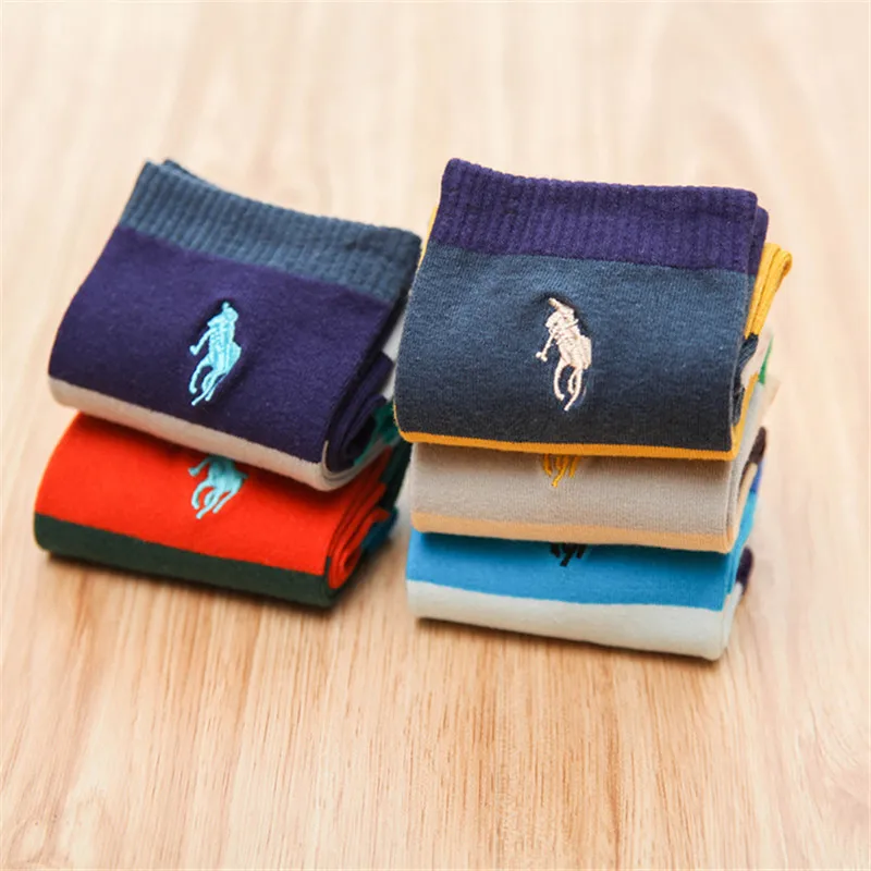 2019 PIER POLO мужские носки модные повседневные цветные полосатые вышитые хлопковые