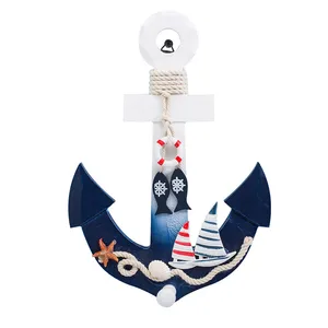Деревянный якорь с веревкой, Морская Лодка, руль, Настенный декор, подвесное украшение для дверей, украшение мореходный морской