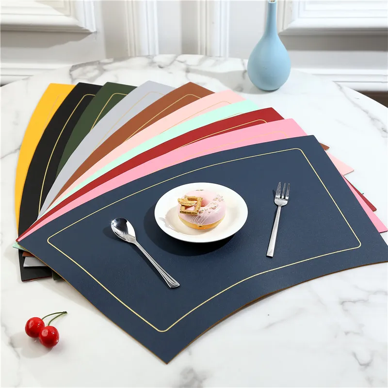 Двусторонняя Цвет кожа Коврики на стол западные подстилки салфетки под столовые