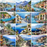 5d diy diamond painting kits town craft kit full round with ab drill seaside landscape handmade gift wall decorations art