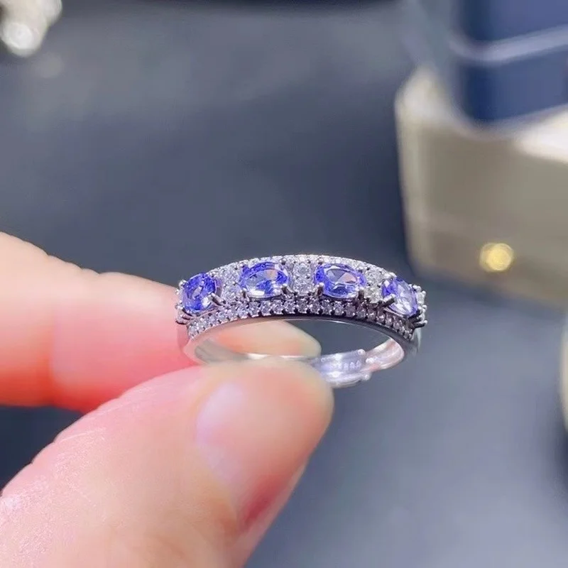

Engagement Rings for Women 925 Silver Natural Tanzanite3*4mm Luxury Jewelry
