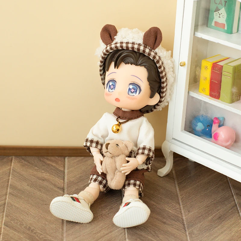 

New 16cm BJD Ob11 Doll Clothes Lovely Coffee Bear Suit 1/12 Doll House GSC YMY P9 Universal Clothes Accessory Kawaii DIY Gifts