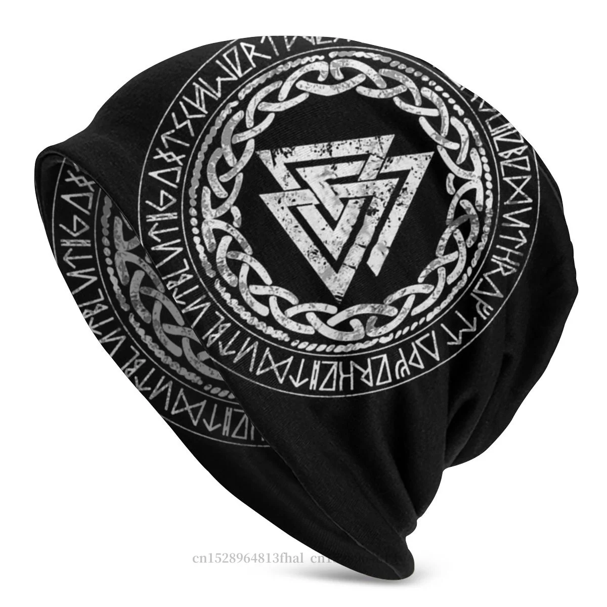 

Vikings Skullies облегающие шапки Wikinger Orna men t Mit Hieroglyphen вязаная шапка Зимняя Теплая мужская Шапочка