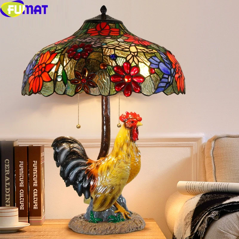 Настольная лампа FUMAT с розовым оттенком красная желтая синяя Витражная