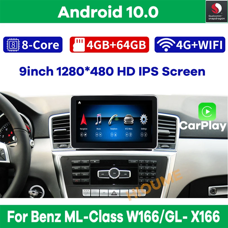 Snapdragon Android 10 0 автомобильный мультимедийный плеер GPS радио для Mercedes Benz ML Class W166/GL X166