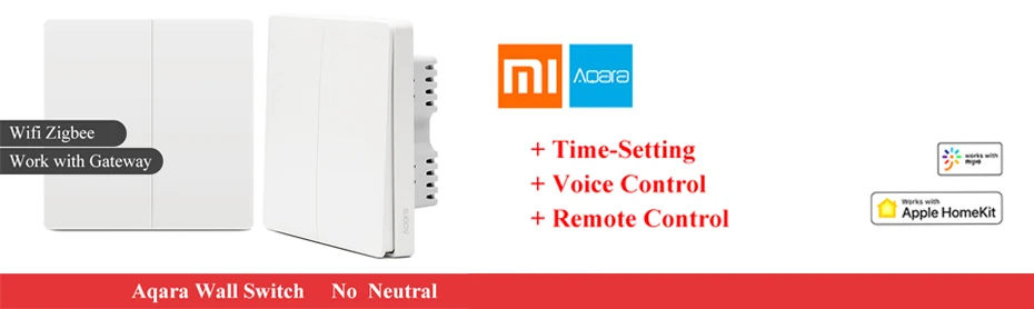 Xiao mi Aqara, настенный светильник, переключатель, Wifi, умный, Zigbee, одиночный пожарный провод, нет, нейтральный, 2 комплекта, беспроводной переключатель, mi jia mi, пульт дистанционного управления для дома