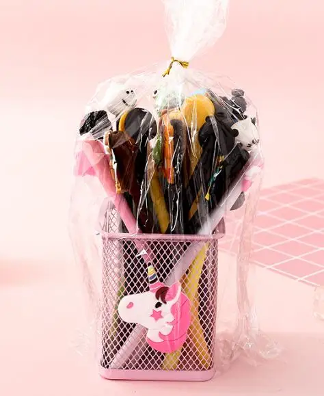 20 шт./компл. Kawaii рисунок «Hello Kitty» фламинго и т. д. иглы набор гелевых ручек новые подарки для девочек офиса ПИСЬМЕННЫЕ ручка с чернилами стандартных цветов канцелярских принадлежностей мешок держатель для ручки - Цвет: Фиолетовый