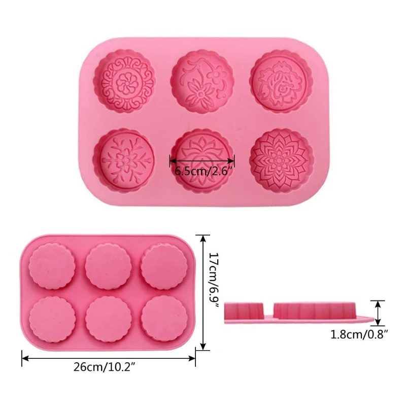 

2021 New 6-Cavity 3D Round Square Silicone Mold Soap Cake Chocolate Making Mousse Dessert Pastry Mould Decorating