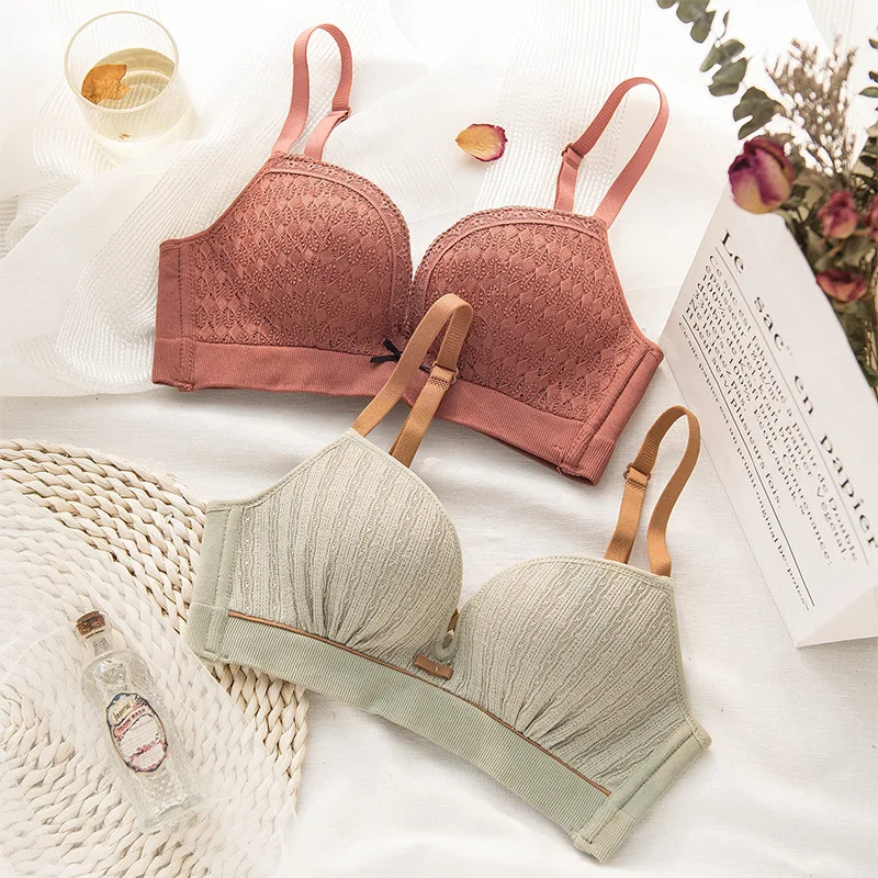 

Roseheart For Women Gray Green Sexy Lingerie Sets Cotton Panties Underwear Push Up Bra Sets Cup A B Bow Padded Wireless