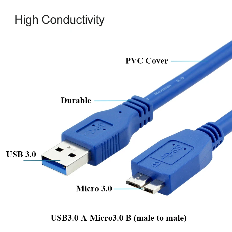 USB 3 0 штекер A к Micro B Кабель для передачи данных Шнур высокоскоростные внешние
