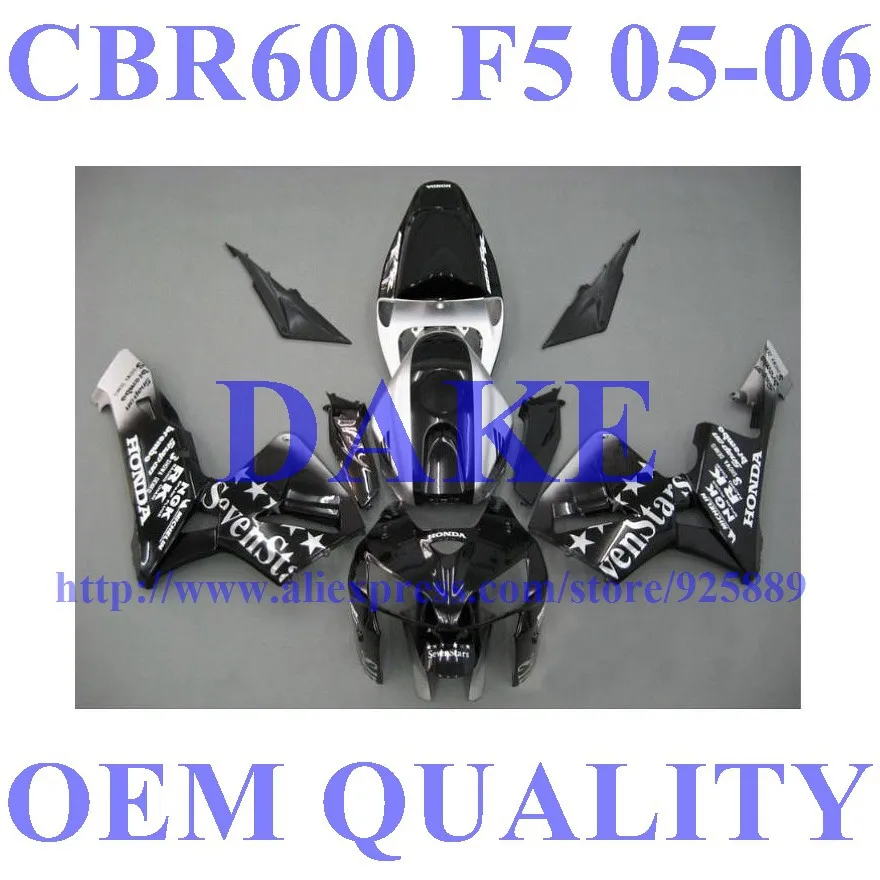 

DAKE Injection SevenStars fairings for HONDA CBR600RR 05 06 F5 CBR 600 RR 2005 2006 Black fairing parts #003D+TANK