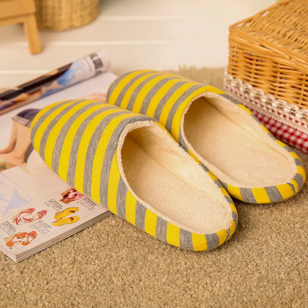Тапки мужские зимние хлопковые в полоску мягкие плюшевые шлепанцы для дома и