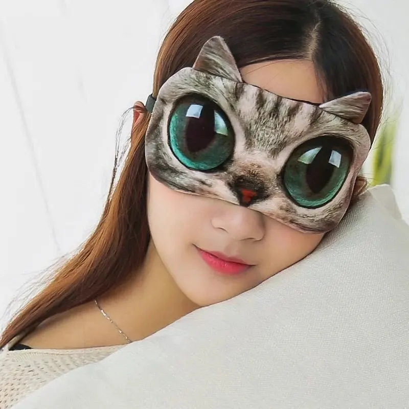 1PCS 3D Sleeping Mask Cute Cartoon Cat Dog Sleeping Eye Mask Eyeshade Cover Soft Portable Animal Blindfold Eyepatch Eye Cover