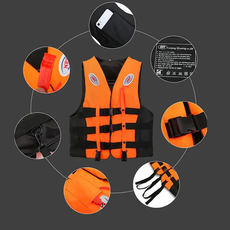 

Professional Life Vest Children Adult Reflective Adjustable Waistcoat Jacket With Whistle Belt For Swimming...