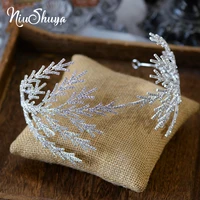 niushuya luxury clear crystal branch wedding headband tiaras crown elegance hairband princess hair accessories