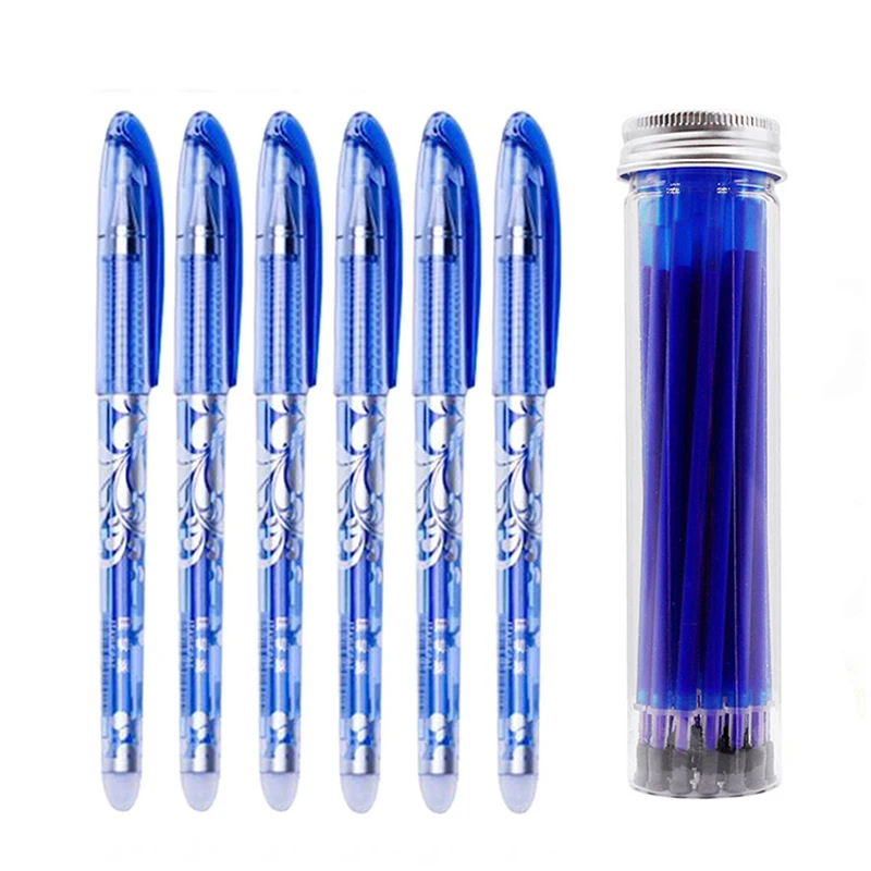 

27Pcs/Set Erasable Gel Pen Blue ink 0.5mm Washable Handle Kawaii Pens Refill Rods for School pen Writing Tools Cute Stationery