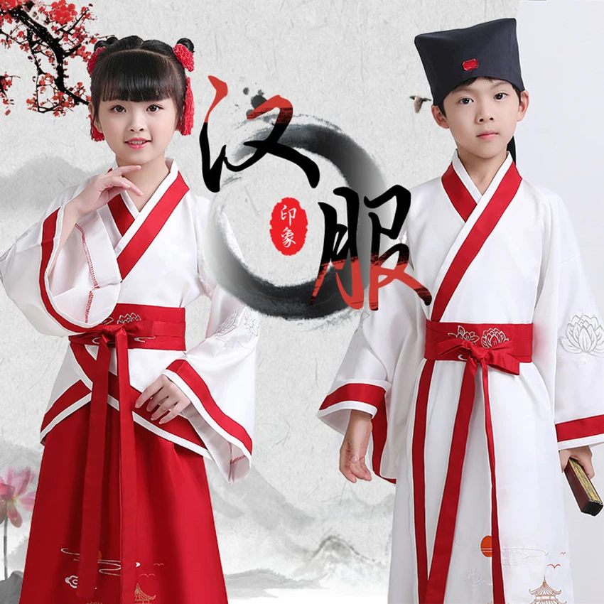 Tangsuit традиционная китайская одежда для детей Hanfu вышивка древняя Династия Тан топ юбка комплект из 2 предметов народное платье танцевальный костюм