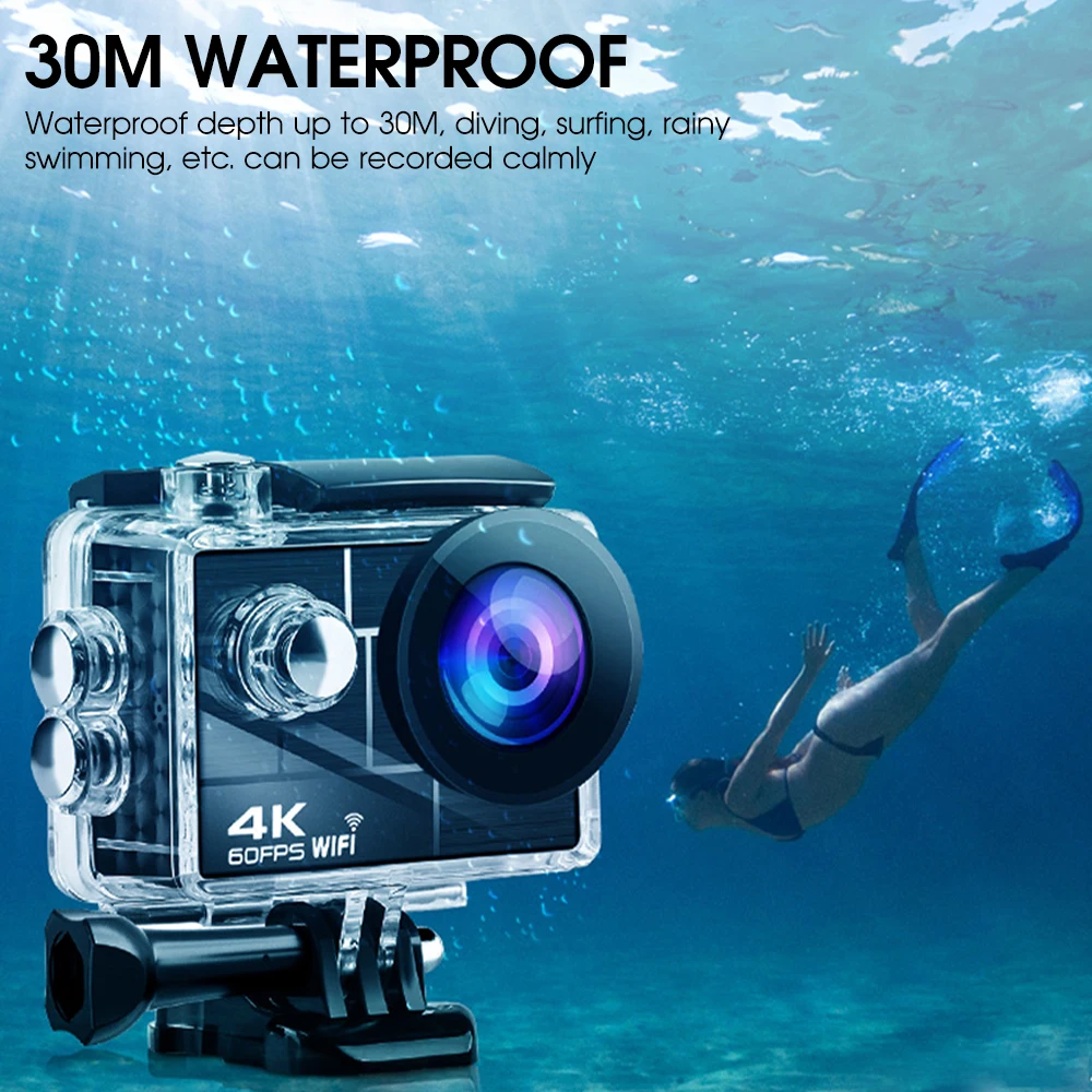 Продажа Оригинальная Экшн-камера Ultra HD 4K, 30 м, Подводная Водонепроницаемая Спортивная камера WIFI 1080p, широкоугольная камера Go Extreme Pro