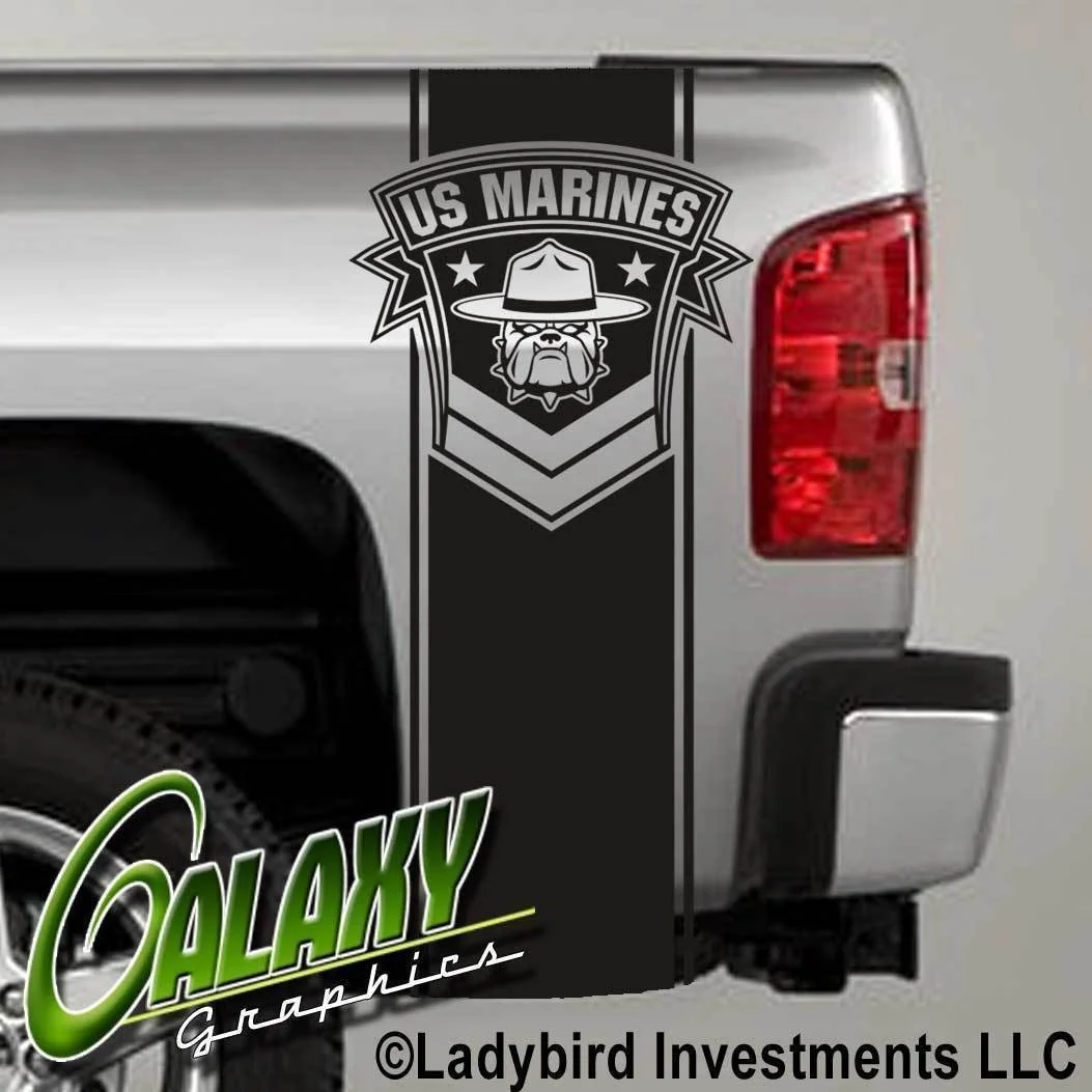 Для универсальных 1 Набор/2 шт USMC Marines Bulldog грузовик кровать наклейка x2 Ram Chevy Ford