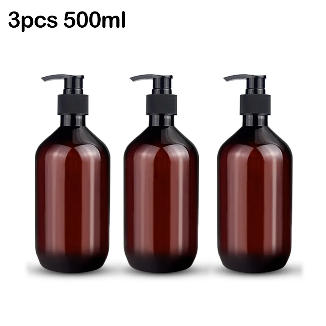 

3pc Bathroom Portable Soap Dispensers Refillable Hand Pump Shampoo Lotion Hair Conditioner Bottles 300ml/500ml/750ml