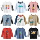 Детские футболки для мальчиков, Детские Топы с длинным рукавом и мультипликационным рисунком, детская одежда из хлопка на осень и весну, футболки для маленьких мальчиков и девочек