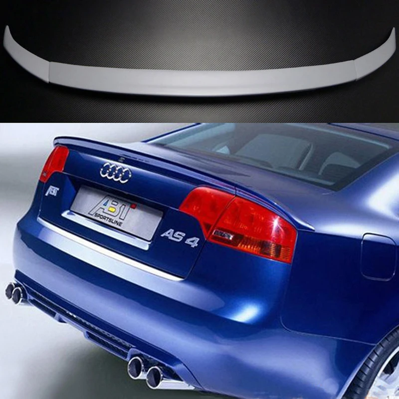 

Для Audi A4 B7 2005 2006 2007 2008 автомобильное украшение из ПУ материала Праймер Неокрашенный задний спойлер для багажника