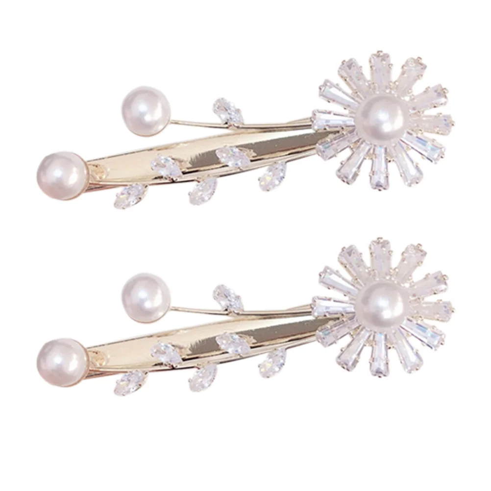 

2pcs Pearl Hairpin Hair Styling Clips Floral Duckbill Hairpin Barrette Hair Grip
