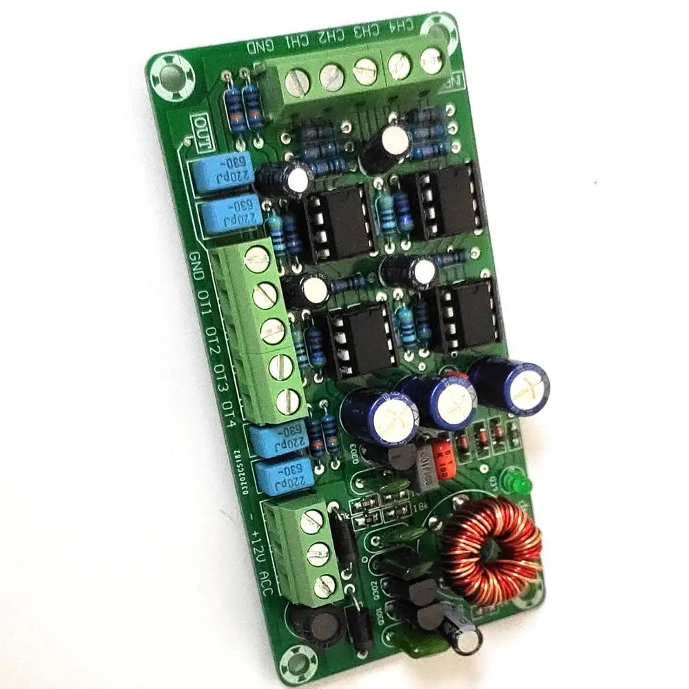 Автомобильный усилитель Передняя пластина четыре канала OP AMP 5532 Hi-Fi