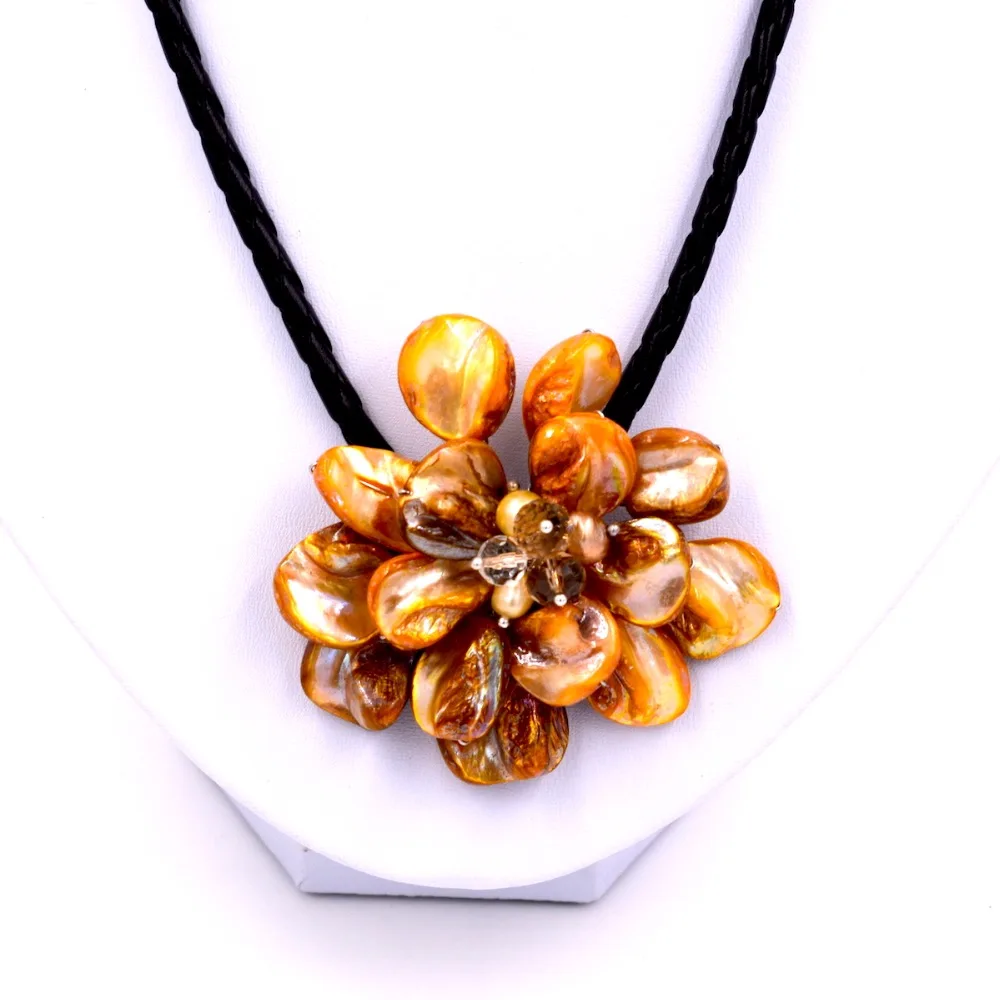 Ожерелье с жёлтым кристаллом жемчугом жемчугом|Колье| |