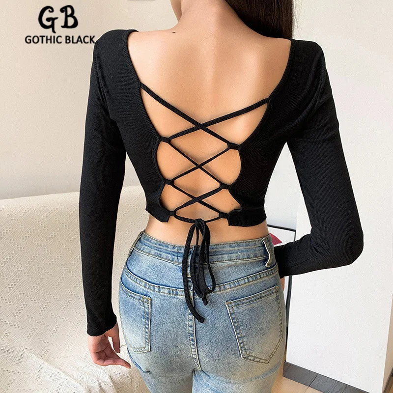 Женская облегающая футболка Gothblack готический облегающий укороченный Топ с