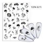 Наклейки для ногтей, 3D чернила, цветок, листья, украшения для дизайна ногтей, клейкие слайдеры, наклейки, аксессуары для маникюра